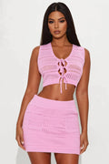 Sophie Crochet Mini Skirt Set - Pink