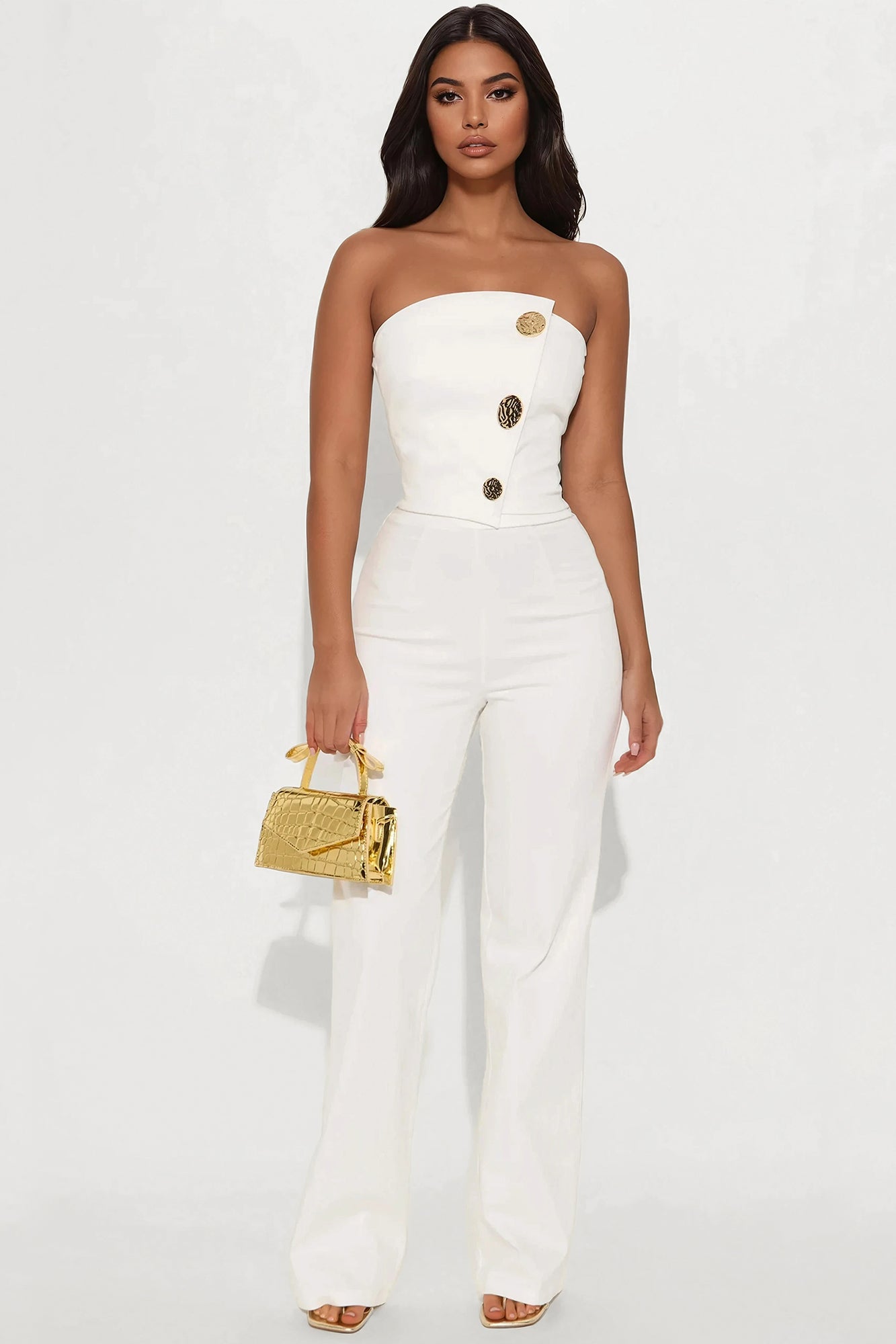 Sandra Denim Pant Set - White