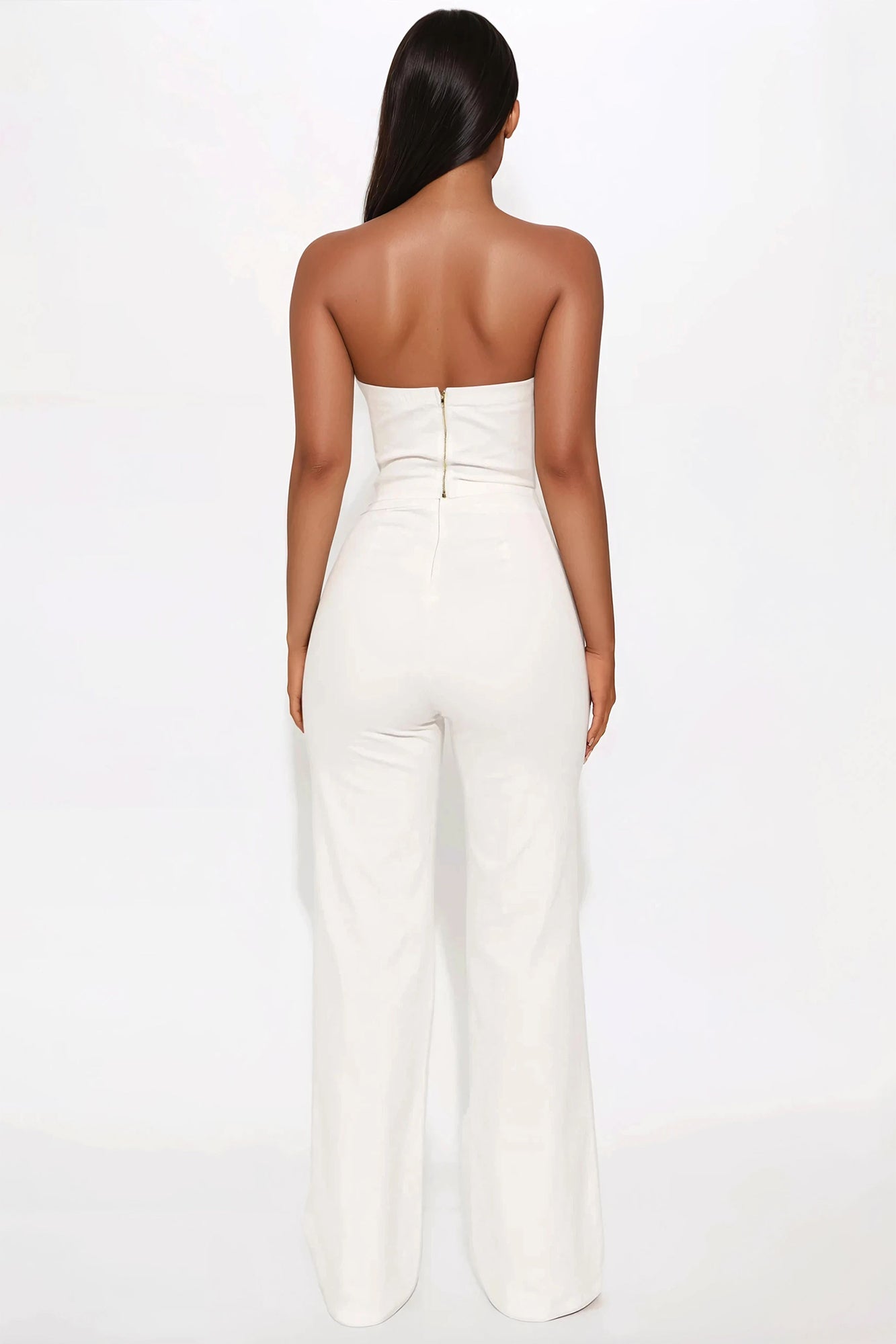 Sandra Denim Pant Set - White