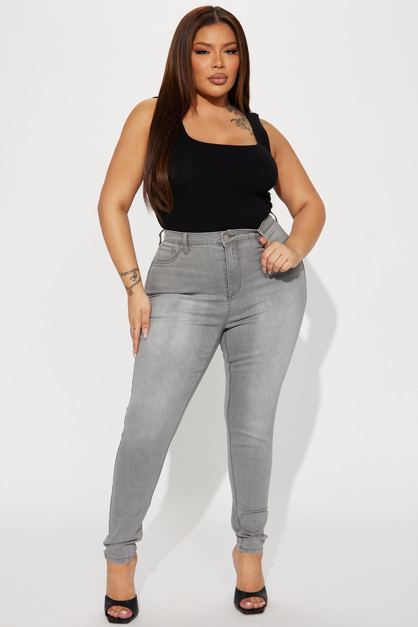 Madrid Booty Lifting High Rise Stretch Skinny Jeans - Grey