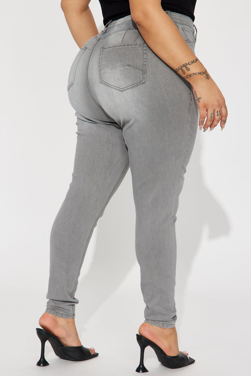 Madrid Booty Lifting High Rise Stretch Skinny Jeans - Grey