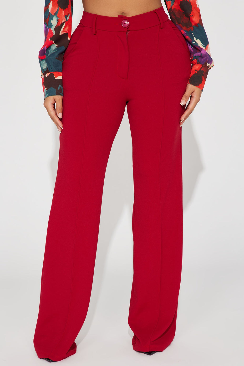 Heidi Wide Leg Trouser Pant - Red