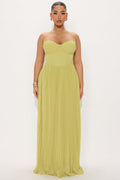 Stephanie Chiffon Pleated Gown - Chartreuse