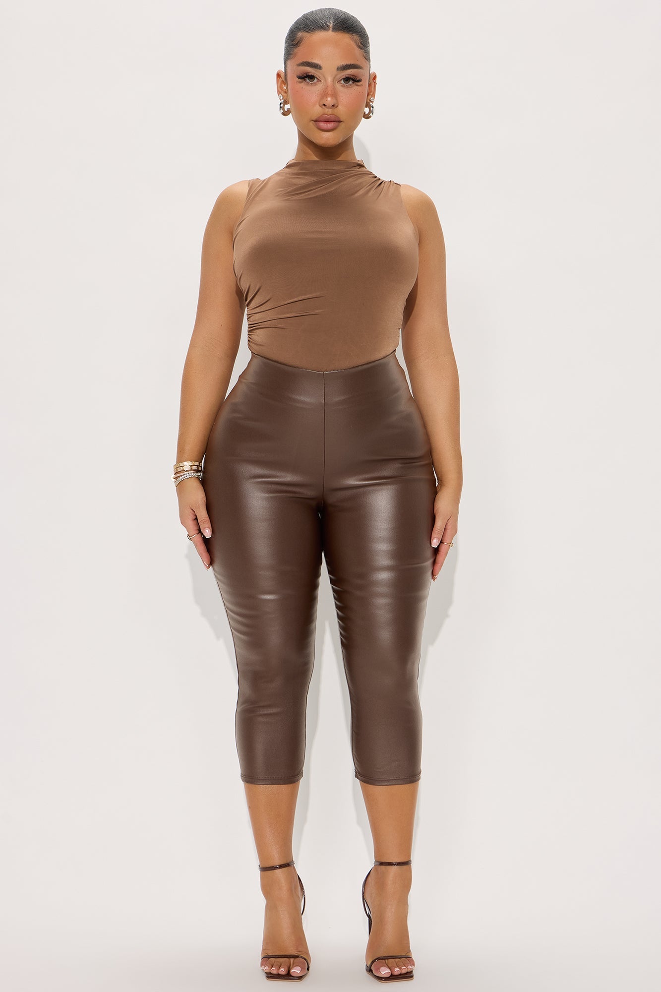 My Choice Ruched High Neck Bodysuit - Chocolate
