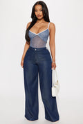 Maya Drapey Wide Leg Jeans - Dark Wash