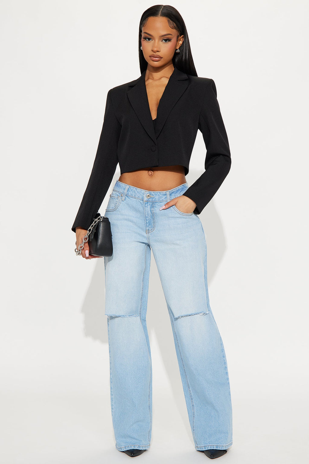 Alvie Ripped Straight Leg Jeans - Light Wash
