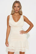 Evaluna Chiffon Mini Dress - Champagne