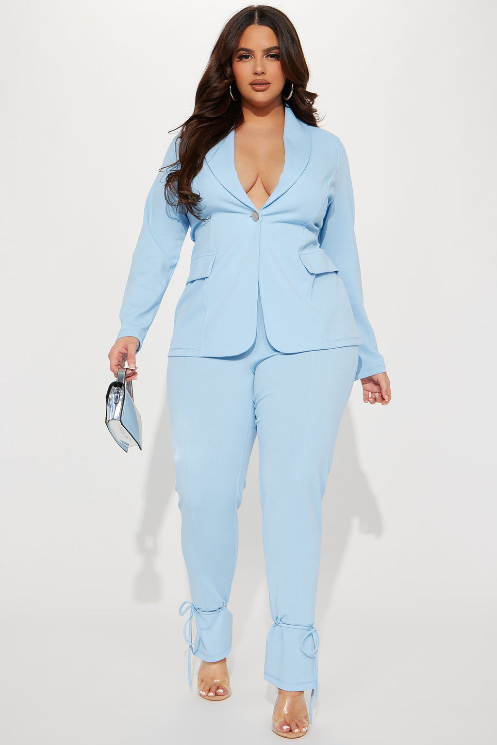 Head Of The Table Pant Suit - Light Blue