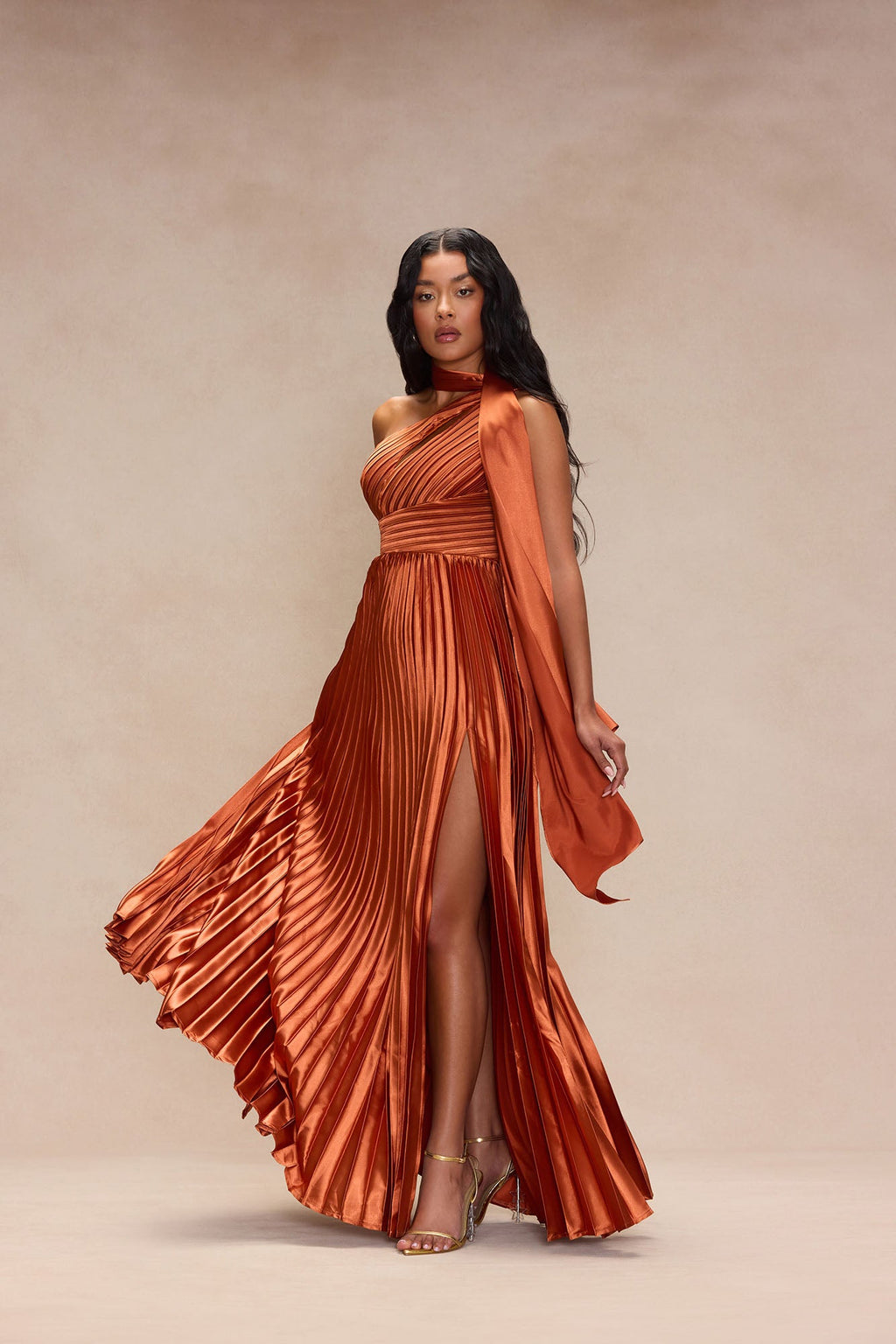 Unforgettable Night Satin Gown - Cognac