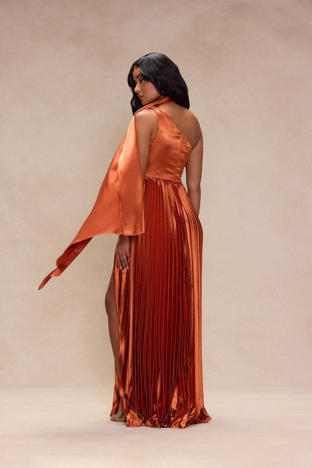 Unforgettable Night Satin Gown - Cognac
