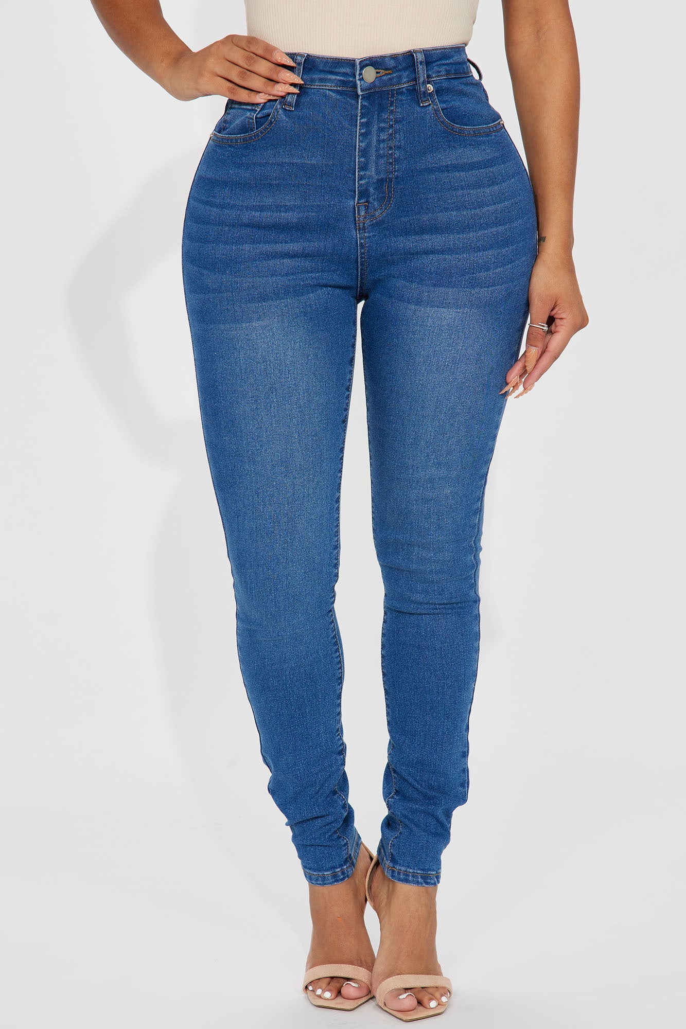 Amara High Rise Stretch Skinny Jeans - Medium Wash