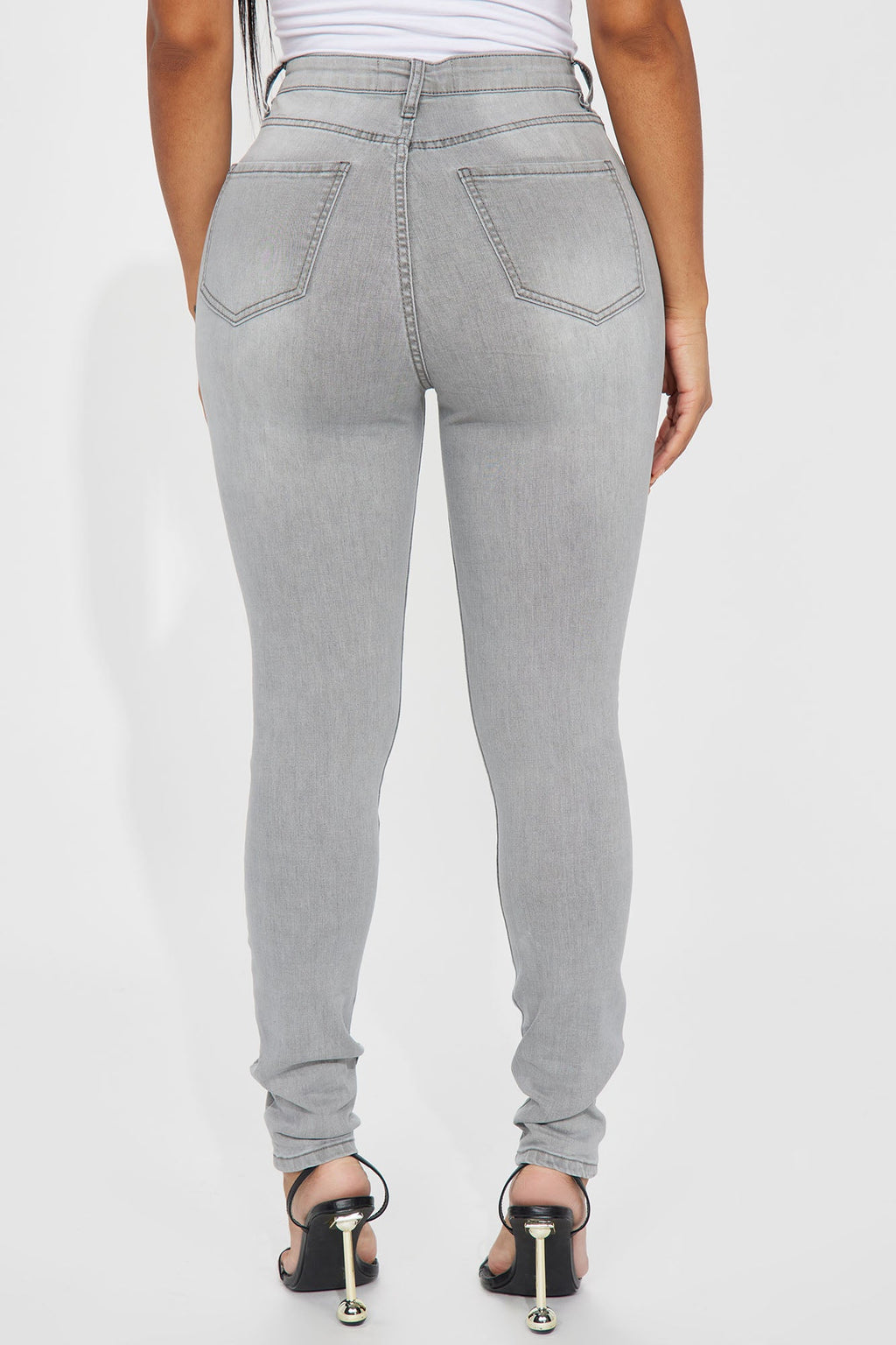 Rosie Ripped High Rise Stretch Skinny Jeans - Grey