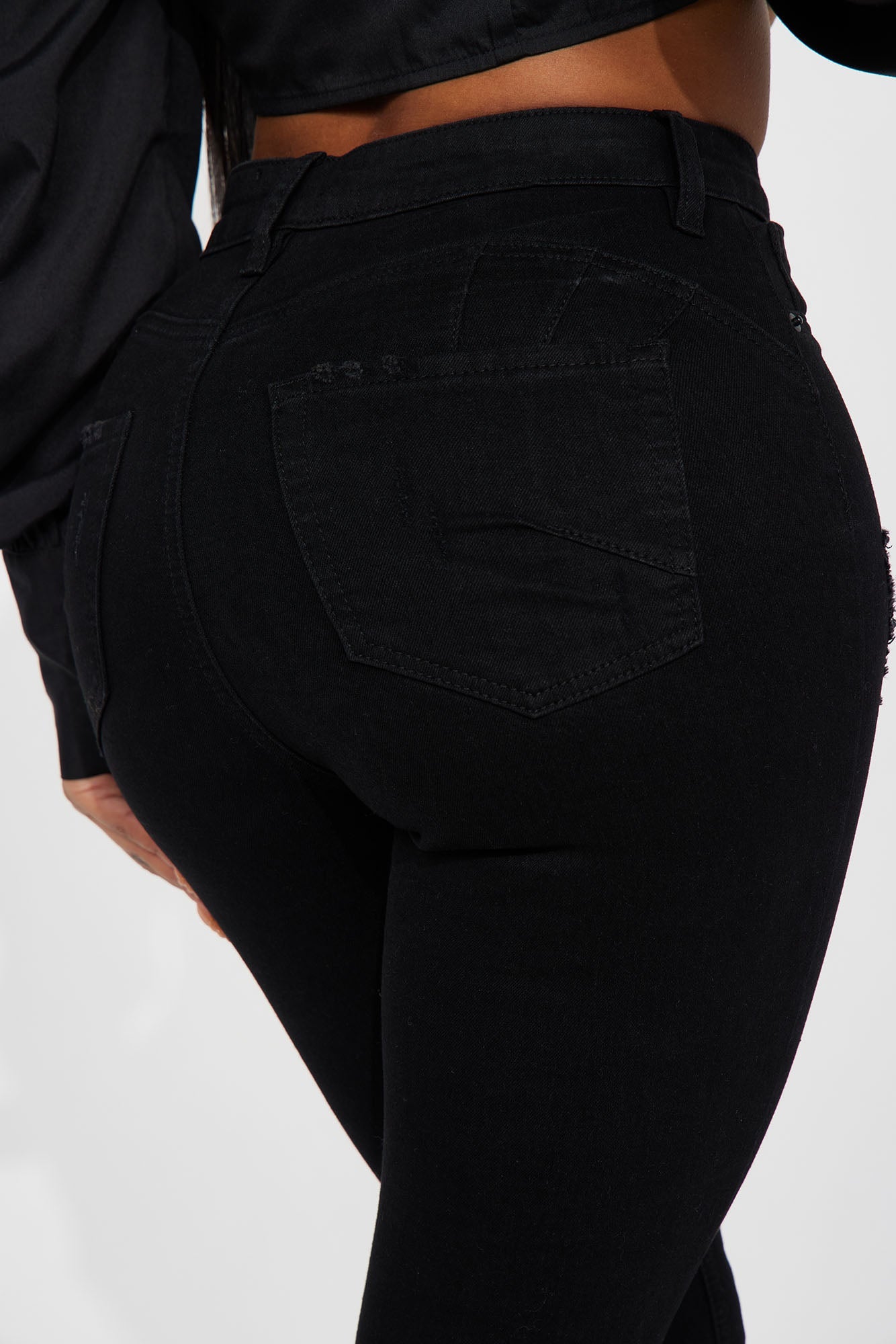 Miami Booty Lifting Ripped High Rise Stretch Skinny Jeans - Black