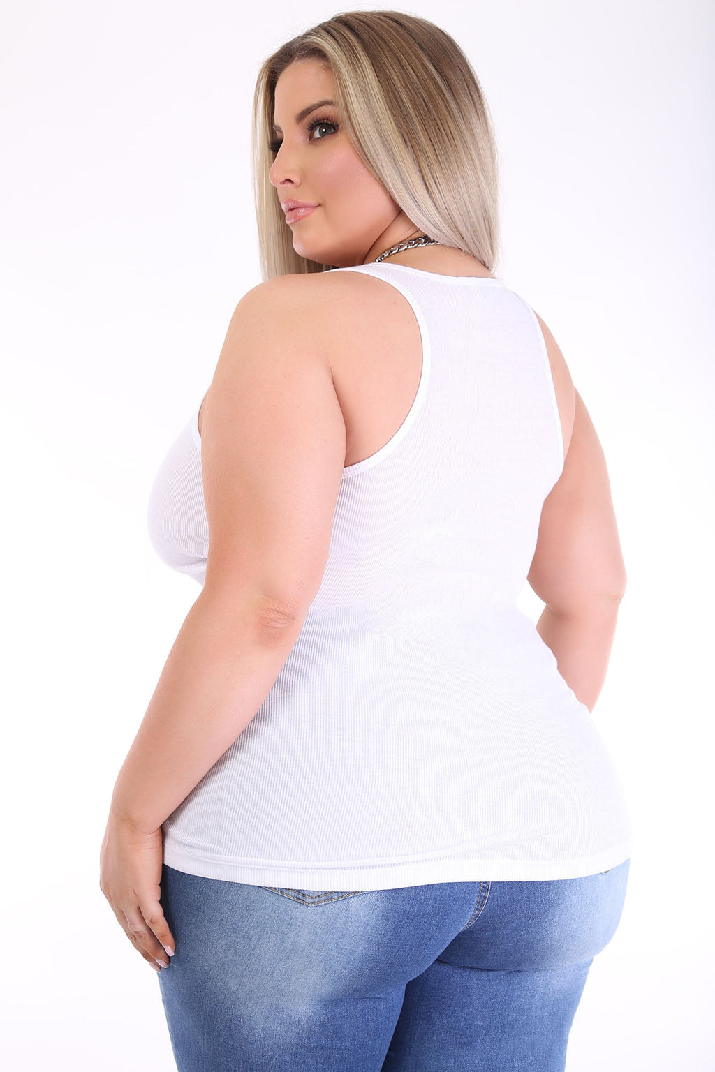 Zoey Racer Back Tank - White