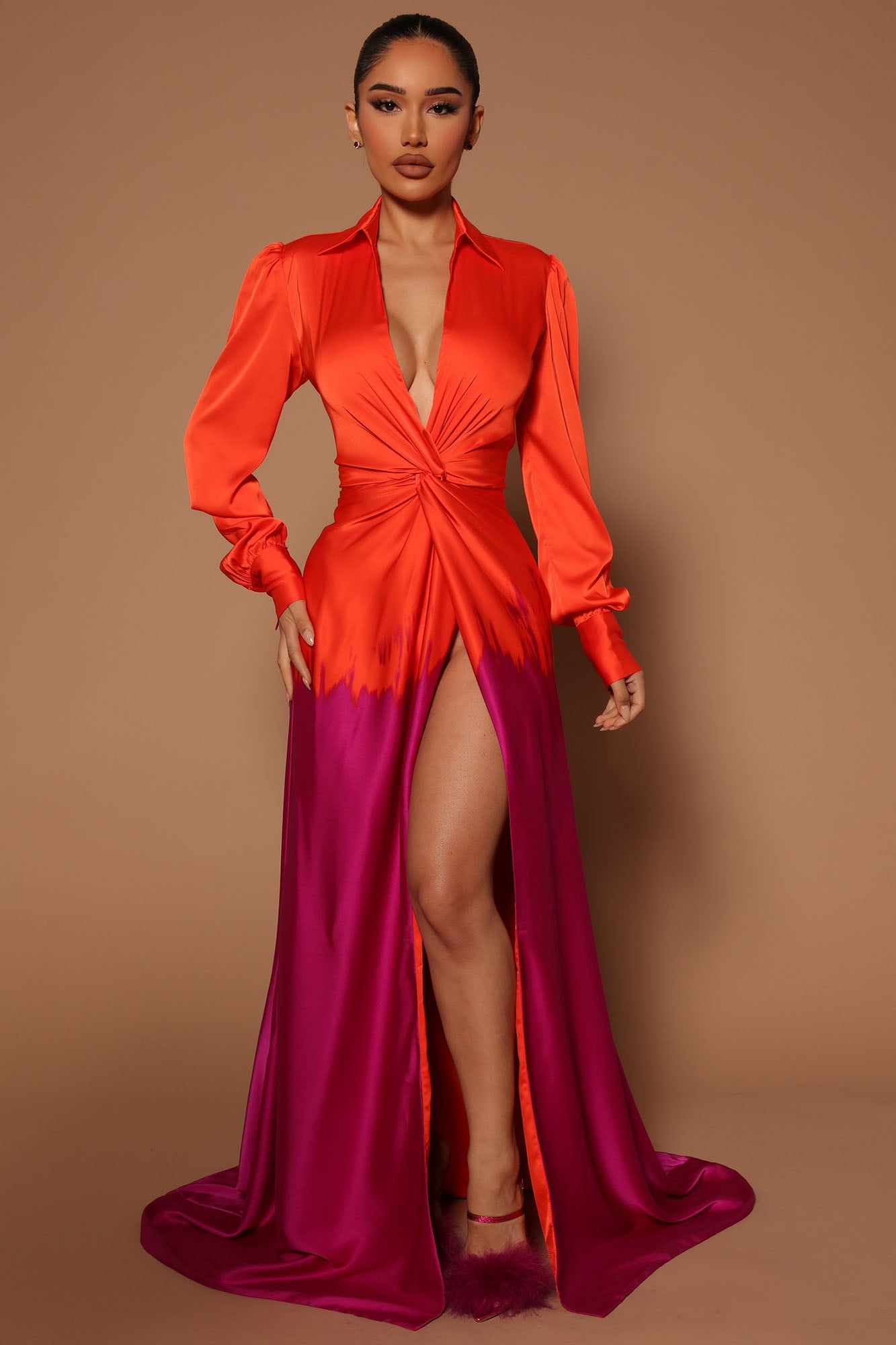 Melissa Ombre Maxi Dress - Orange/combo