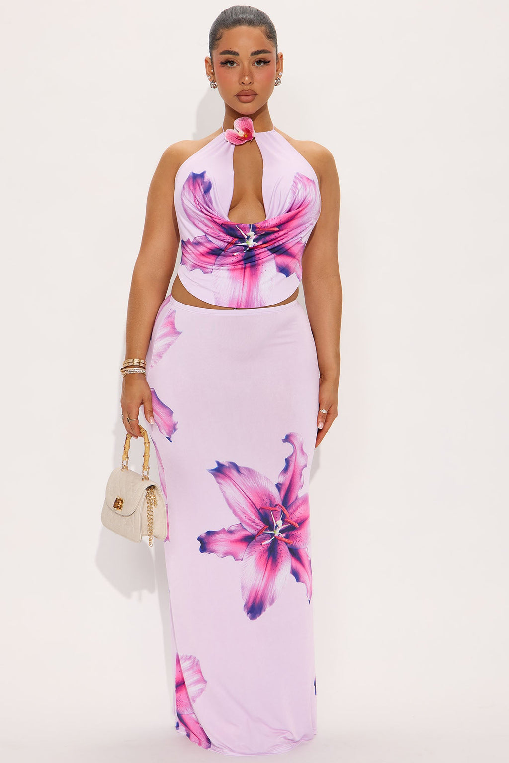 Pretty In Petals Maxi Skirt Set - Lilac
