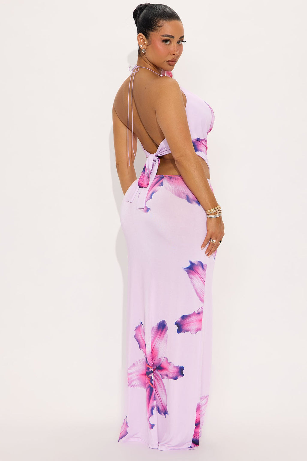 Pretty In Petals Maxi Skirt Set - Lilac