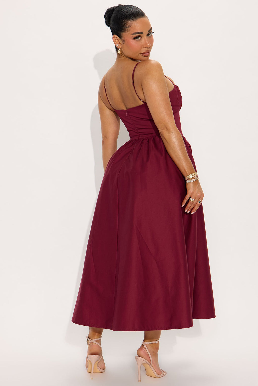 Stelia Poplin Midi Dress - Burgundy