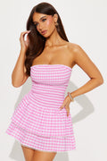 Noreen Smocked Gingham Mini Dress - Pink