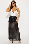 Bella Chiffon Polka Dot Maxi Skirt - Black/White