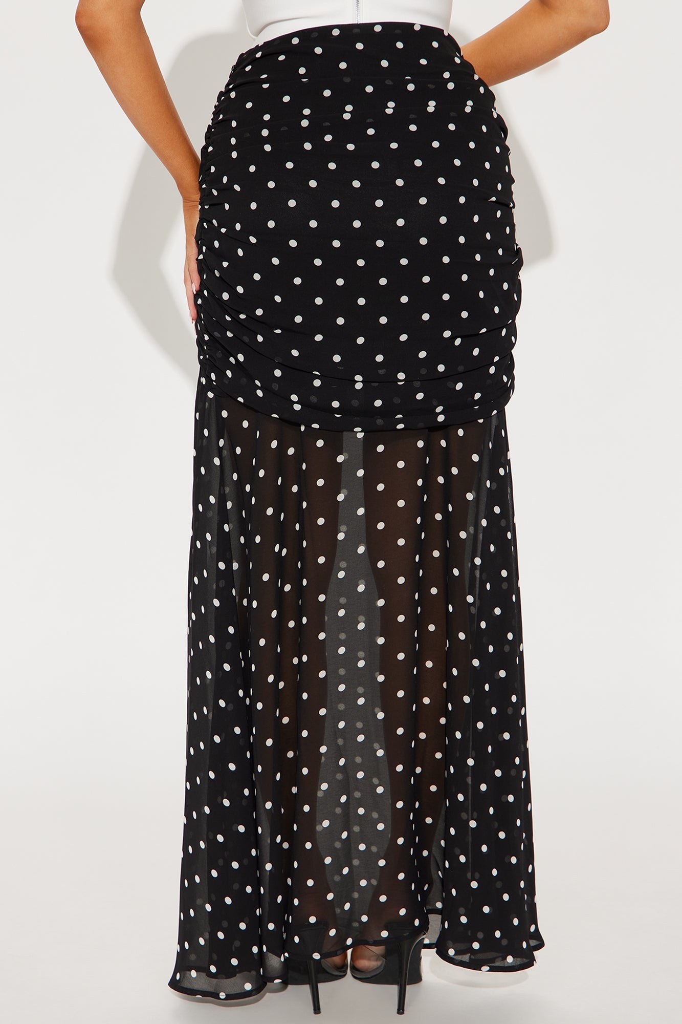 Bella Chiffon Polka Dot Maxi Skirt - Black/White