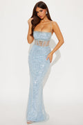 Vanessa Embellished Gown - Light Blue