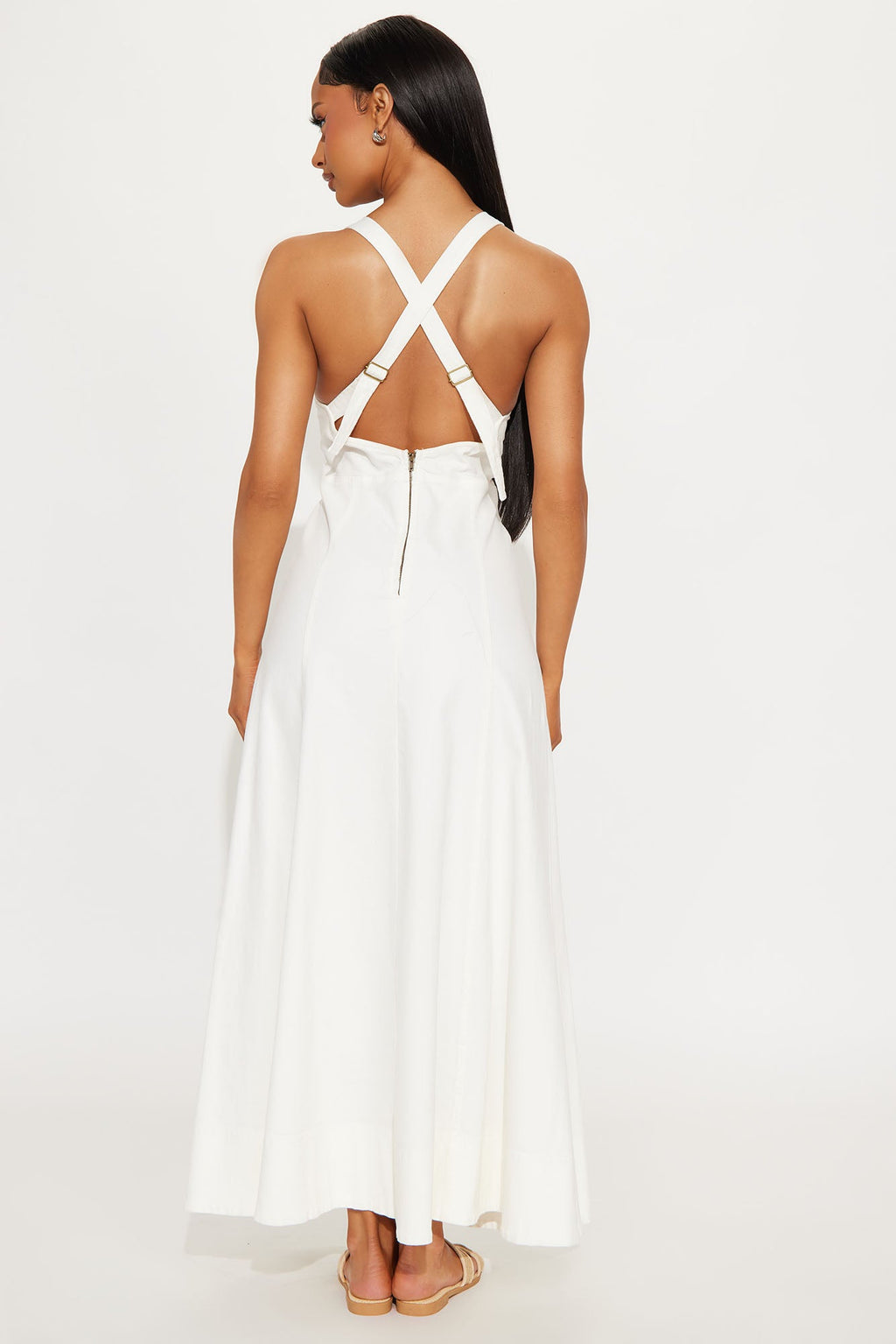 Giddy Up Denim Midi Dress - Ivory