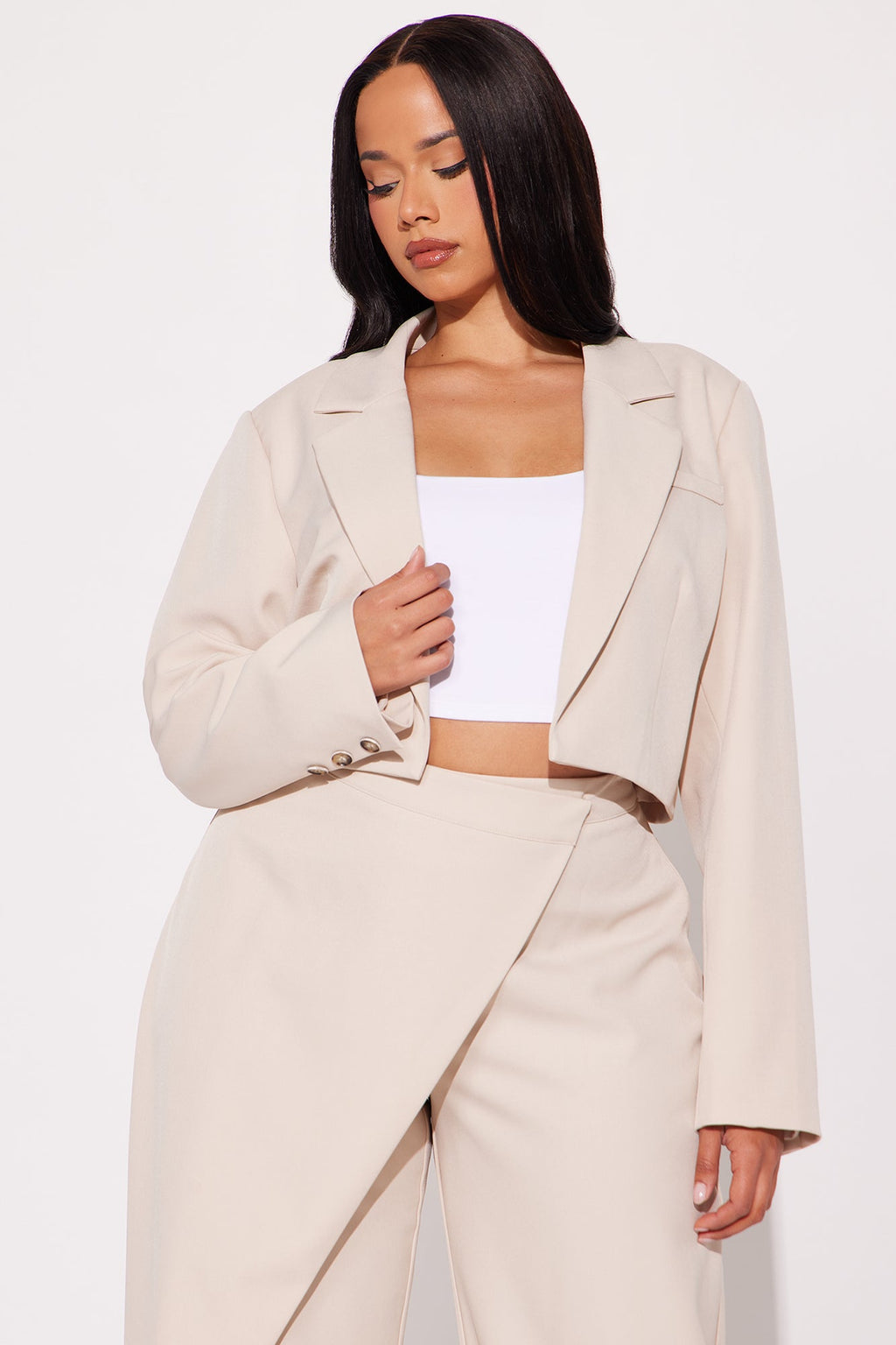 Booked And Busy Blazer Pant Set - Taupe