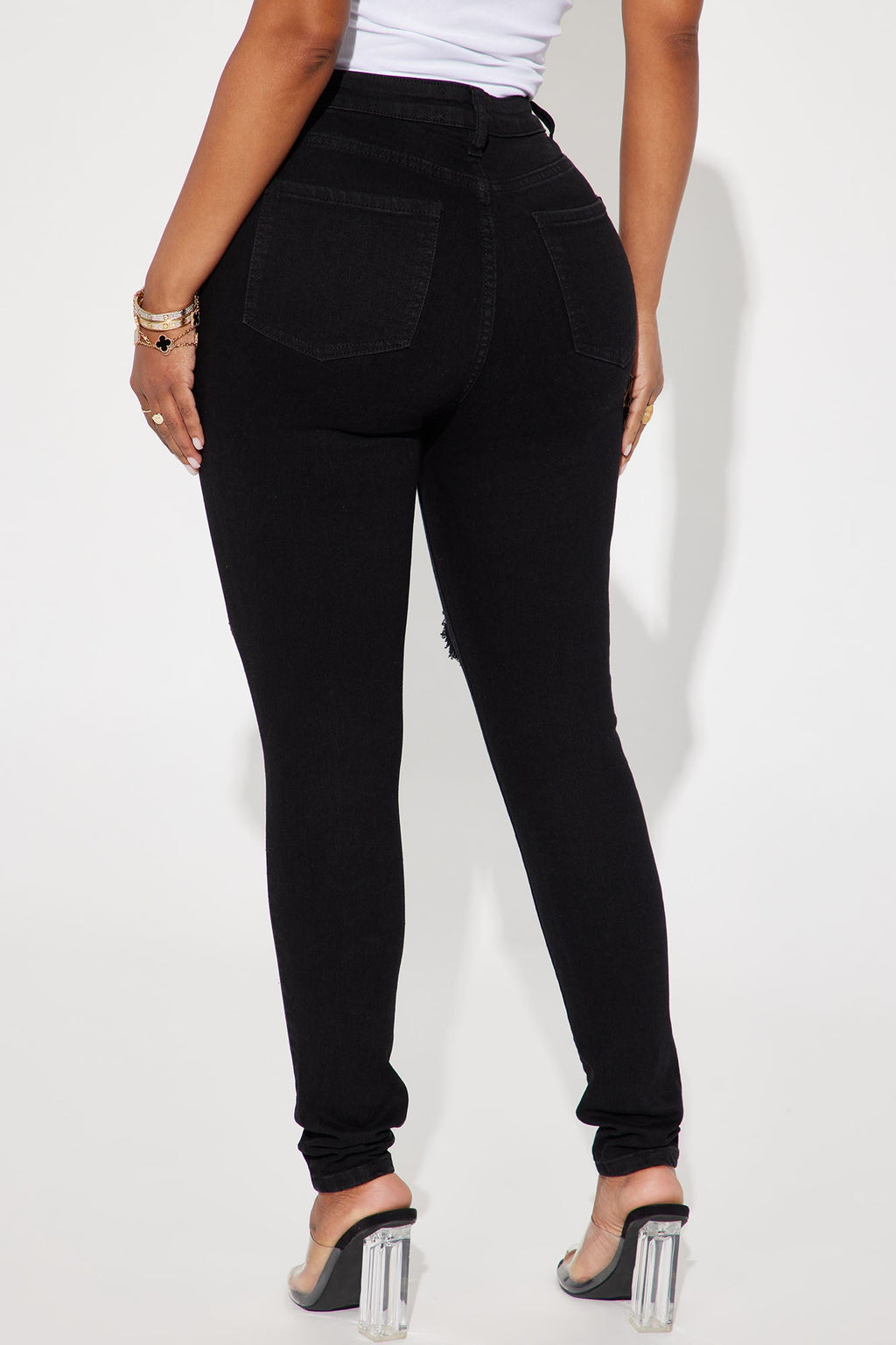 Decker Ripped High Rise Stretch Skinny Jeans - Black