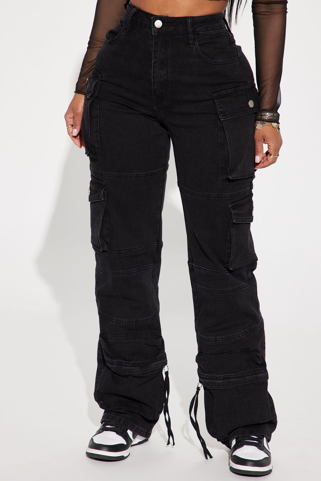 No Matter What Stretch Straight Leg Cargo Jean - Black