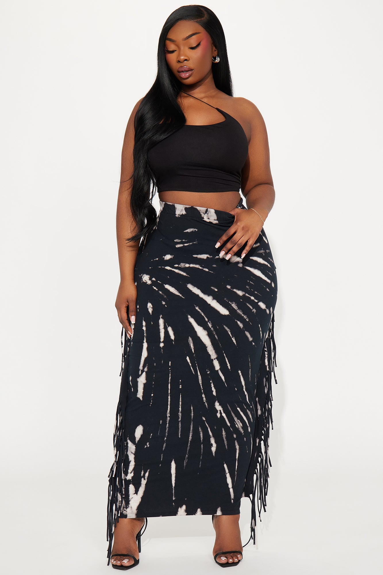 Damari Tie Dye Maxi Skirt - Black/combo