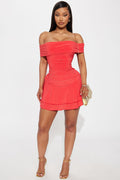 Teagan Strapless Mini Dress - Tomato Red
