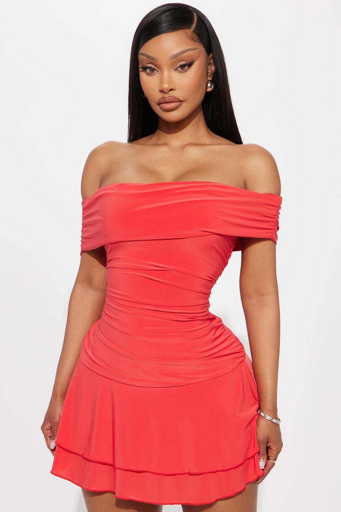 Teagan Strapless Mini Dress - Tomato Red