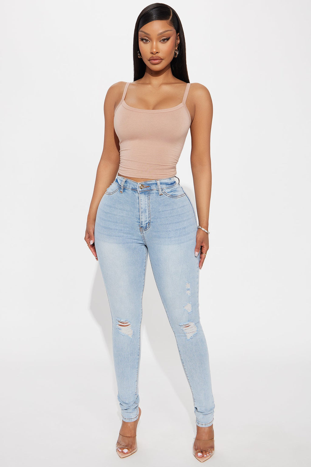 Simply Stunning Booty Lifting Ripped Skinny Jeans - Light Wash