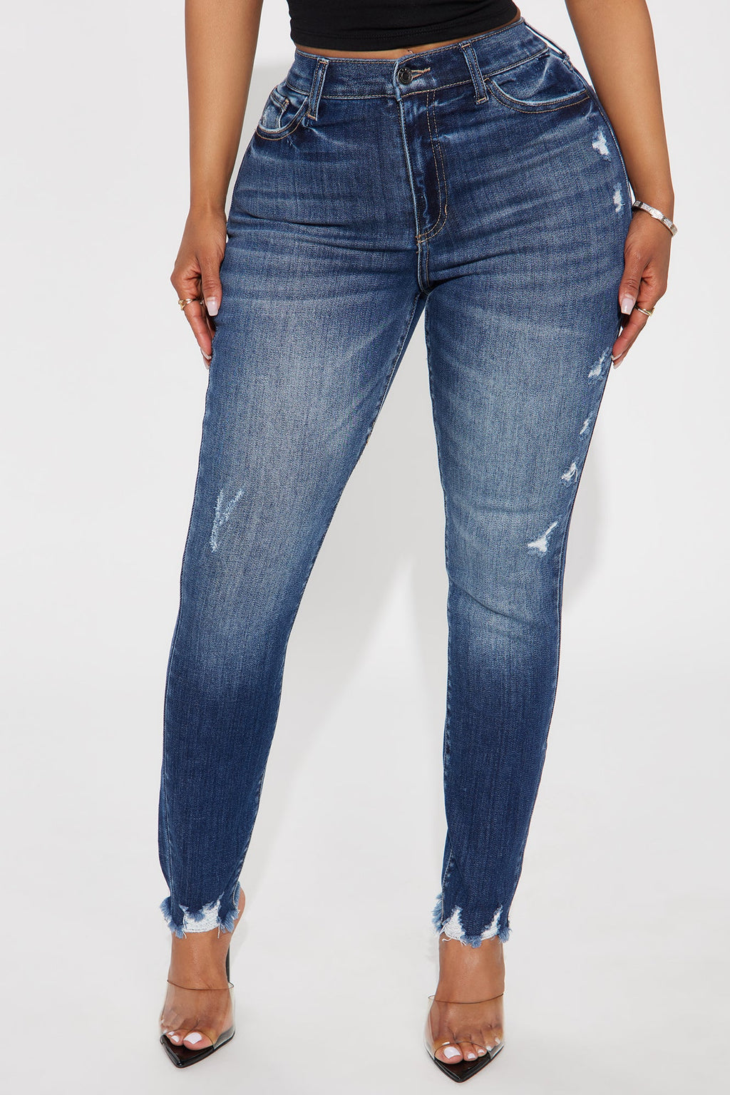Work Of Art High Rise Skinny Jeans - Dark Wash