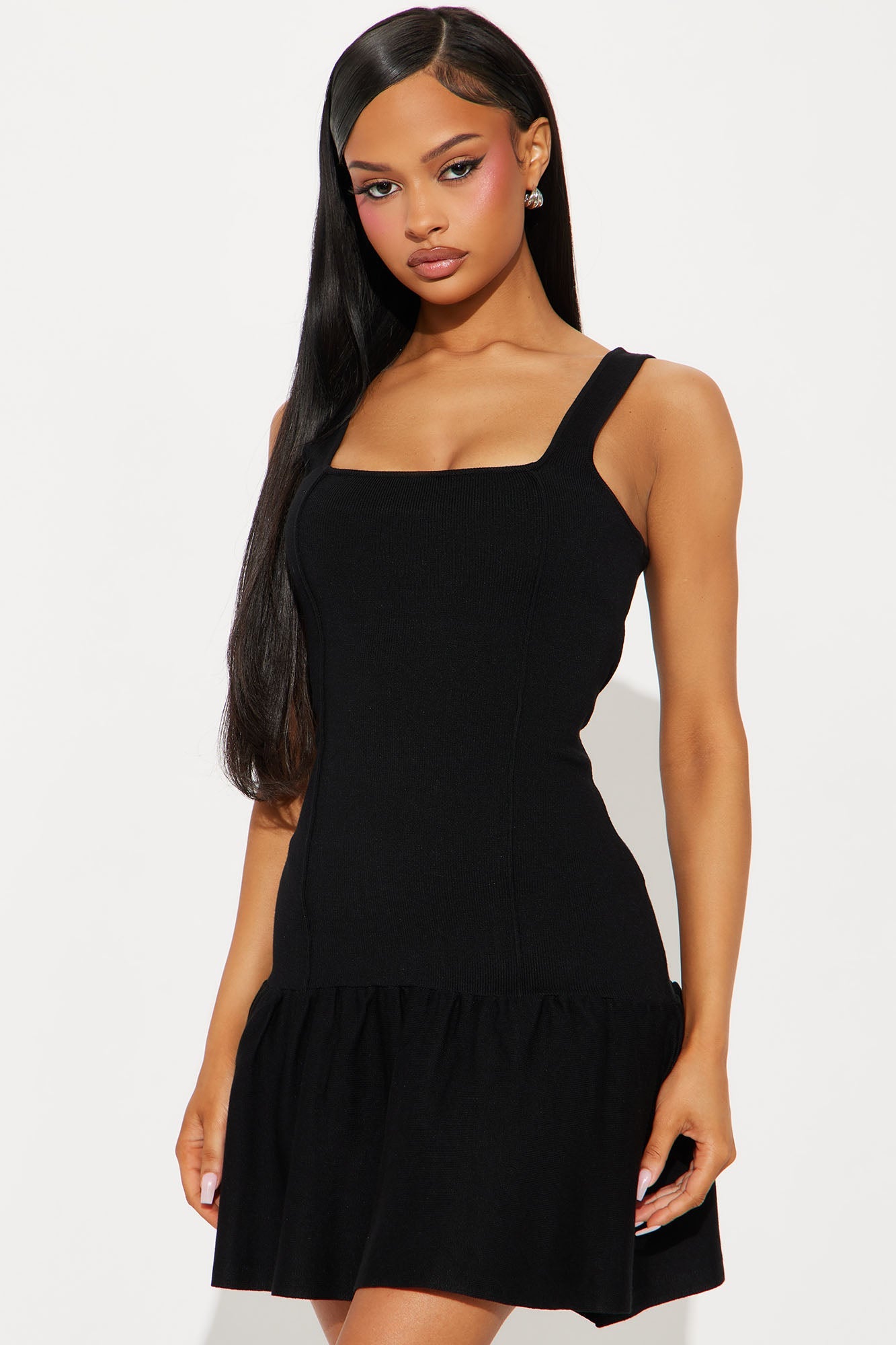 Clarice Sweater Mini Dress - Black