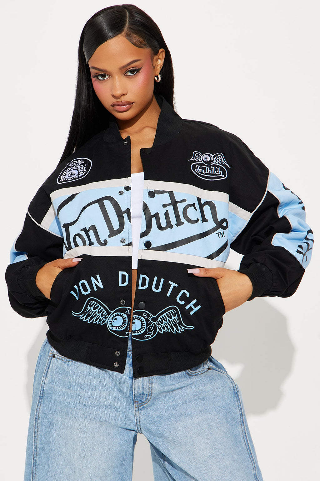 Von Dutch The Legend Moto Jacket - Black/Blue