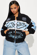 Von Dutch The Legend Moto Jacket - Black/Blue