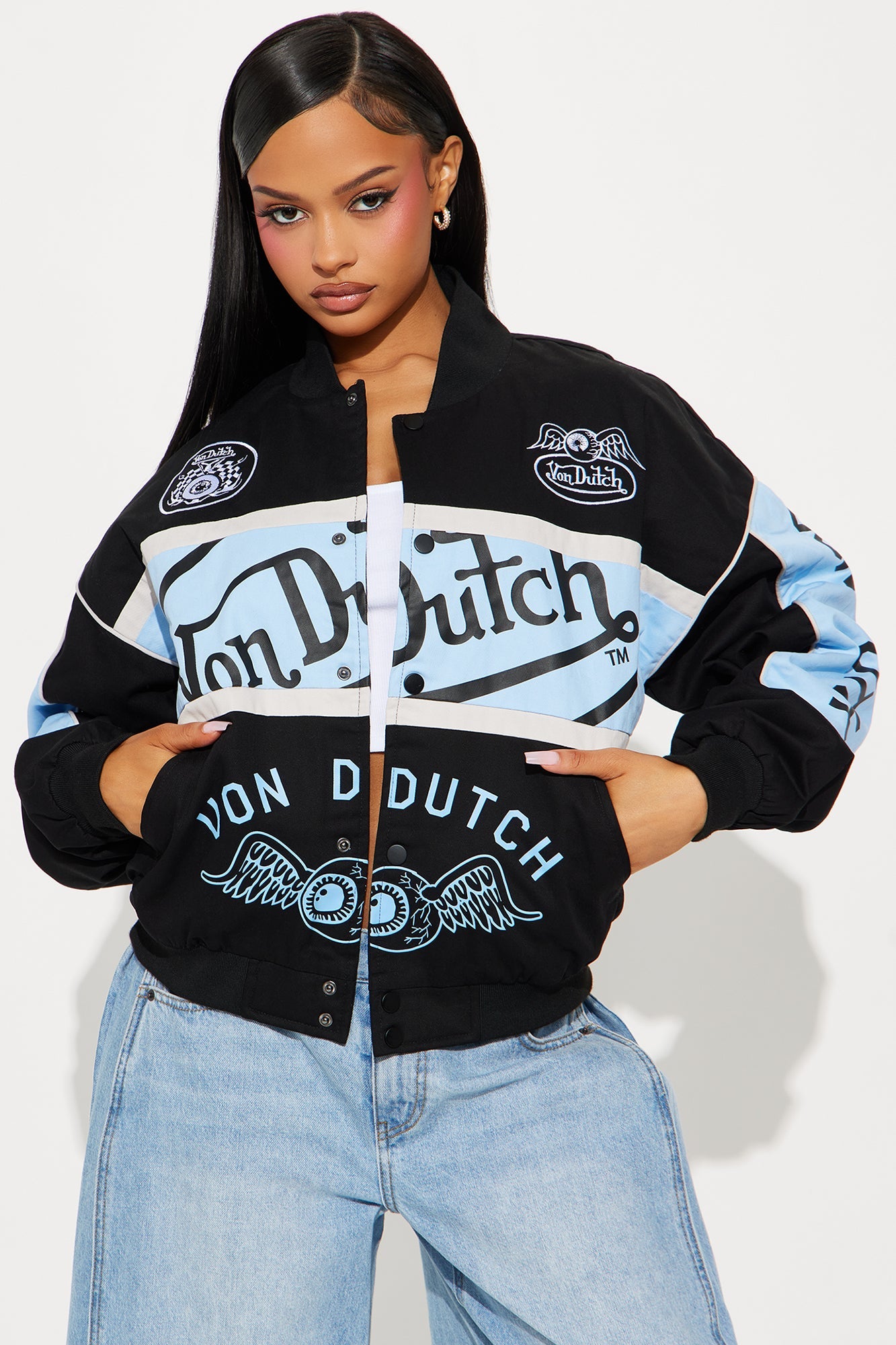 Von Dutch The Legend Moto Jacket - Black/Blue