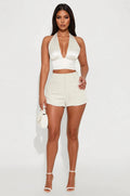 Chelsea Ruffle Hem Micro Trouser Short - Cream