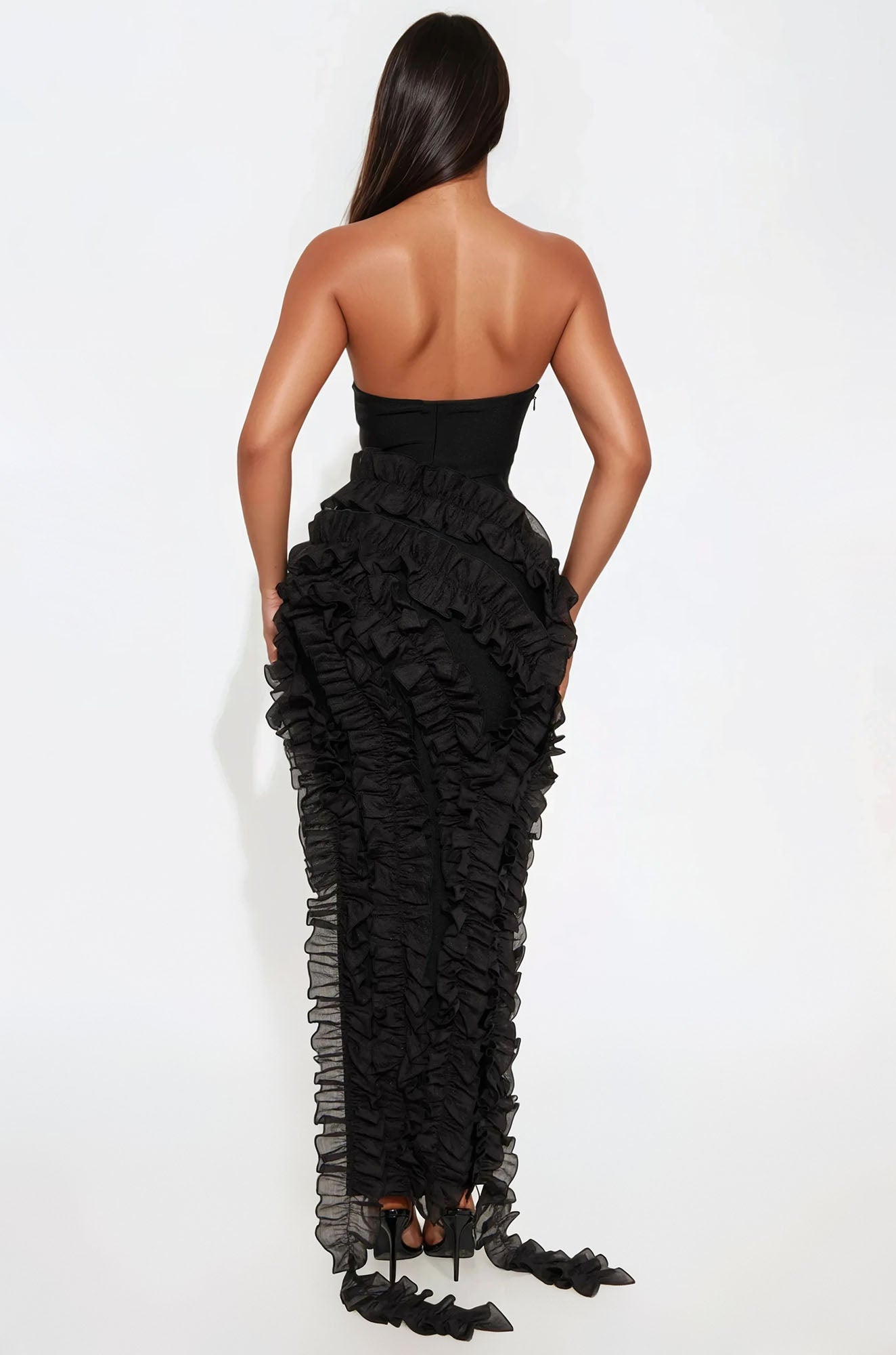 All Mine Ruffle Bandage Maxi Dress - Black
