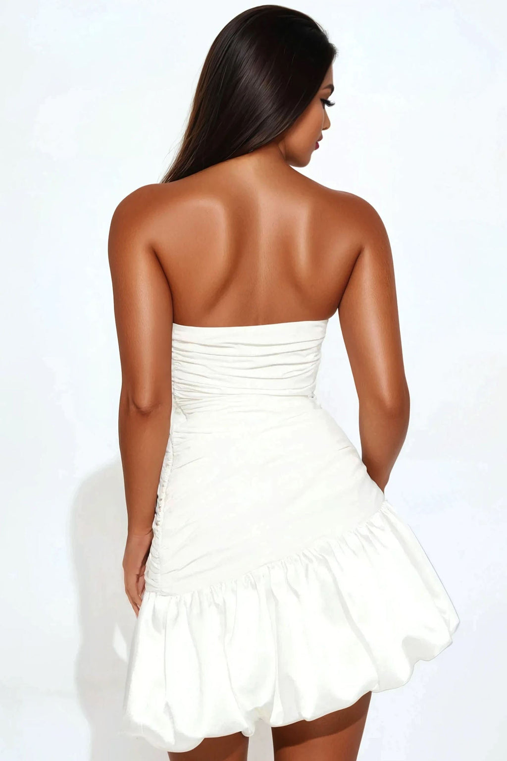 Love Song Satin Bubble Mini Dress - Off White