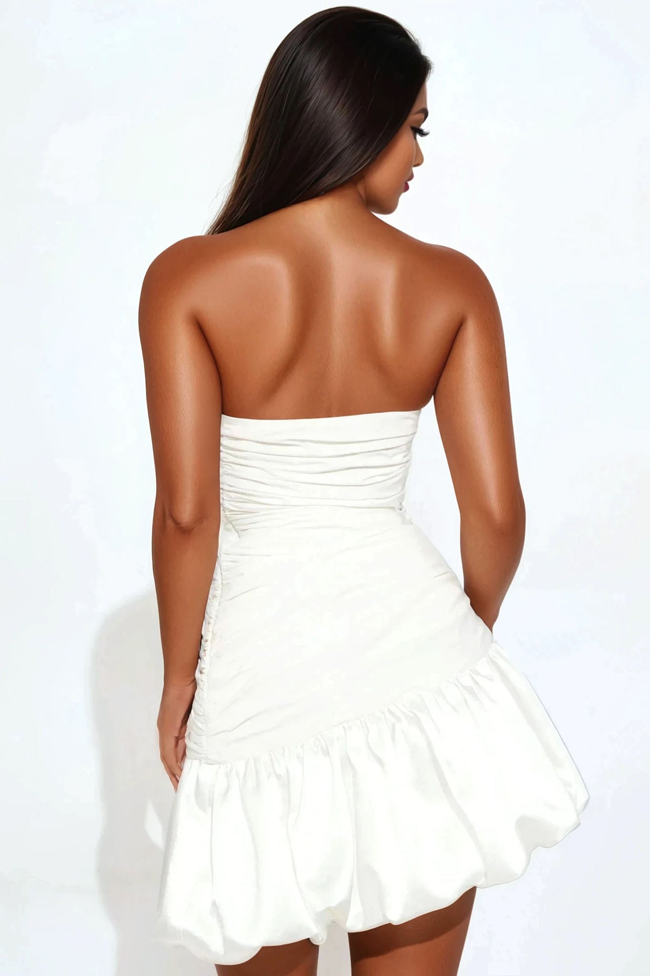 Love Song Satin Bubble Mini Dress - Off White