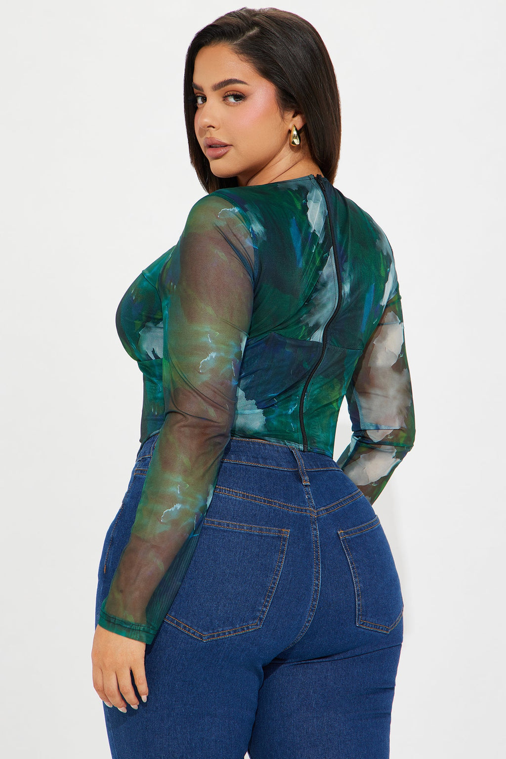 Natural Beauty Mesh Corset Top - Olive/combo