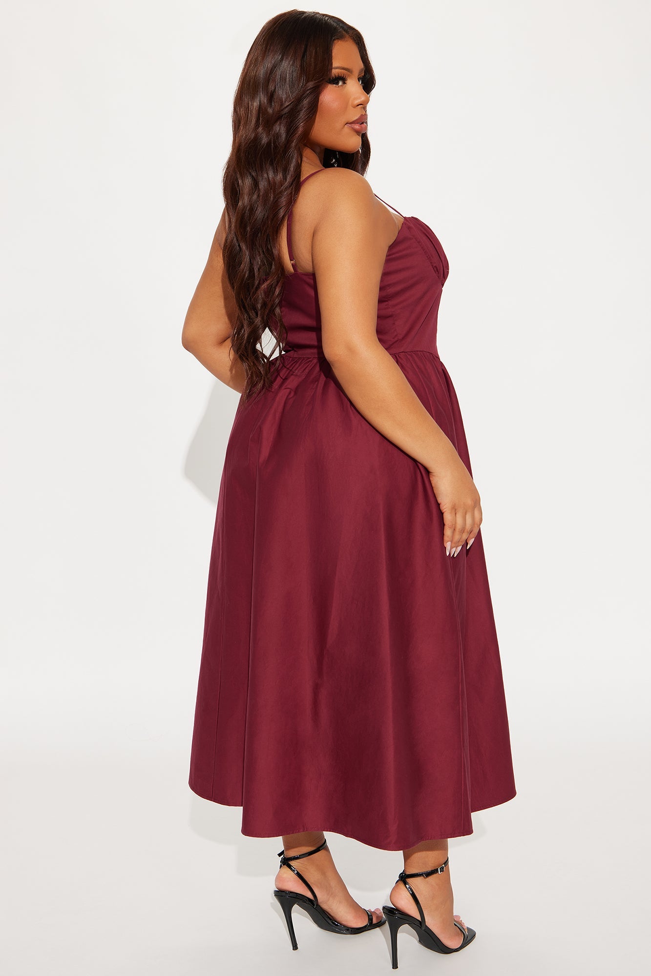 Stelia Poplin Midi Dress - Burgundy