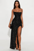 Wild Soul Sequin Maxi Dress - Black
