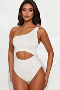 Lounging Pool Side One Shoulder Bodysuit - Cream