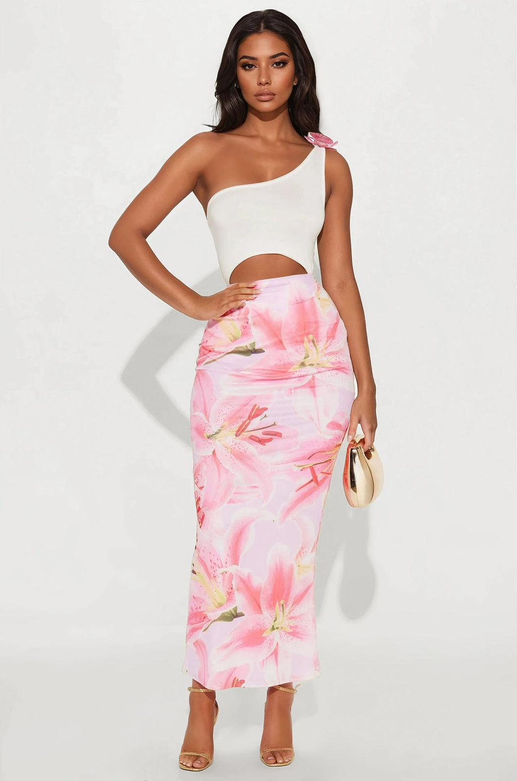 Lounging Pool Side One Shoulder Bodysuit - Cream