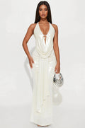 Draped In Desire Slinky Maxi Skirt Set - Ivory