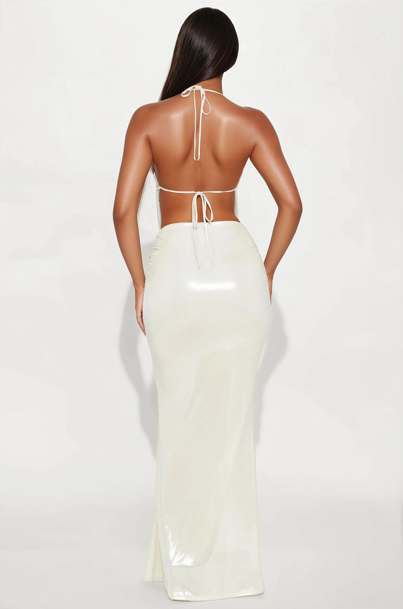 Draped In Desire Slinky Maxi Skirt Set - Ivory